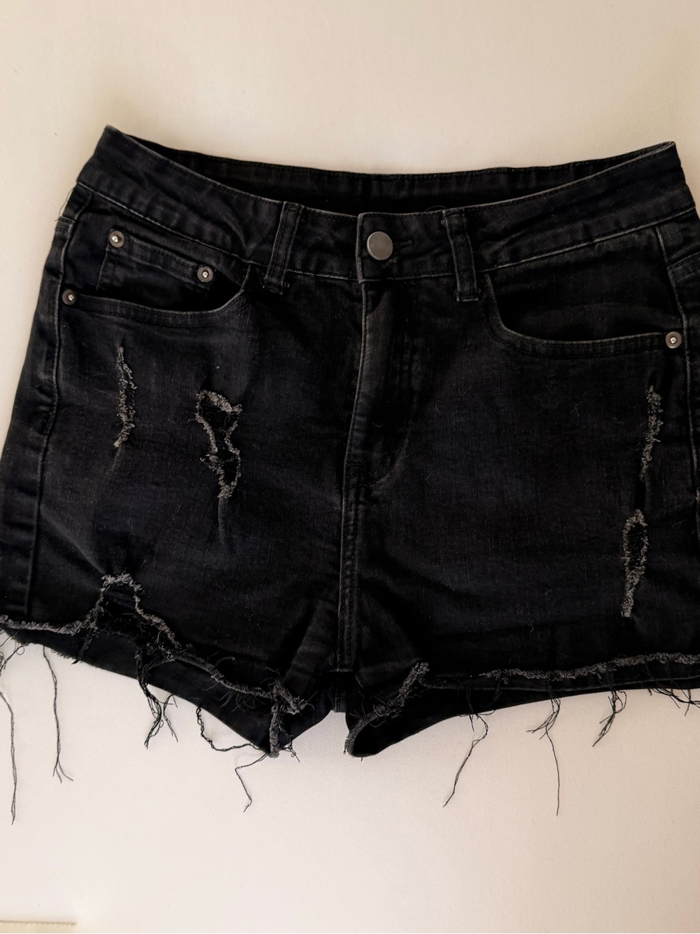 Jj Malibu Black Distressed Denim Jean Shorts - Picture 2 of 4